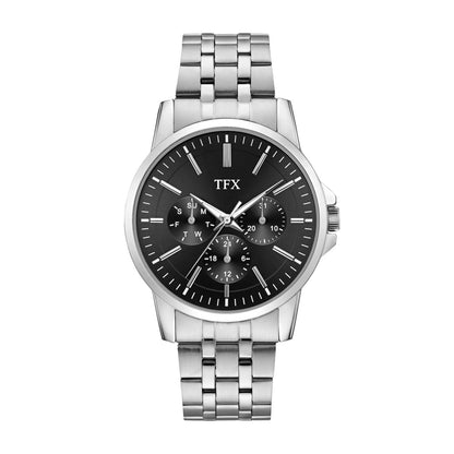 MEN'S TFX SILVER-TONE SS CHRONOGRAPH WATCH, BLACK DIAL