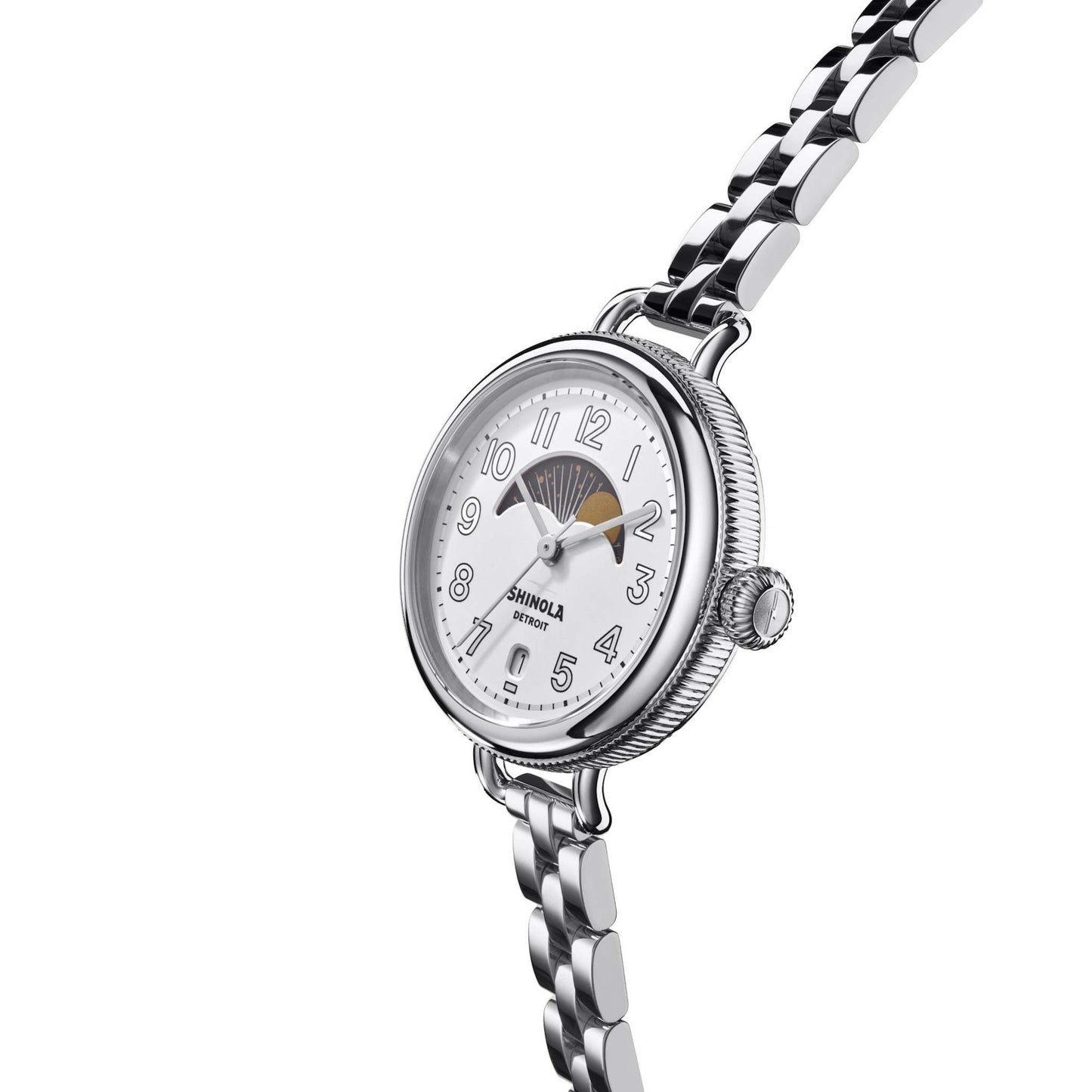 LADIES' BIRDY MOON PHASE STAINLESS STEEL WATCH