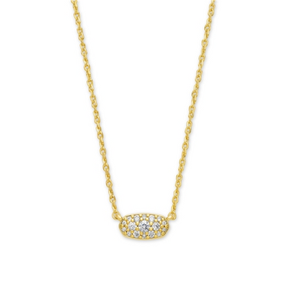 GRAYSON CRYSTAL PENDANT NECKLACE, GOLD METAL WHITE CZ