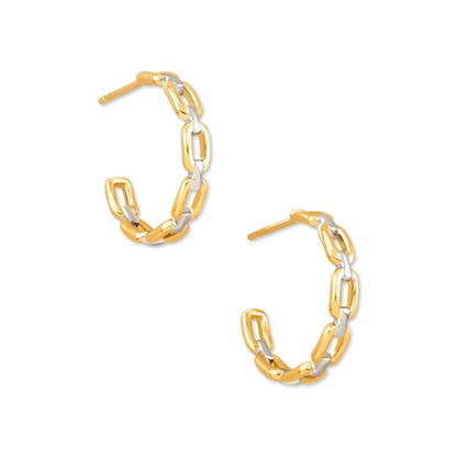 WREN HOOP EARRINGS IN MIXED METAL, 18K YELLOW GOLD VERMEIL & STERLING SILVER