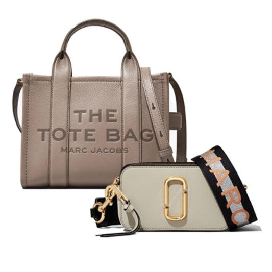 SMALL LEATHER TOTE/SNAPSHOT DUO, CEMENT/NEW DUST MULTI